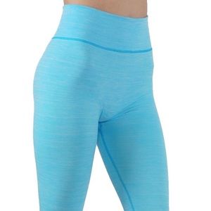 Large/Exlarge Capri blue aqua two toned leggings with wide elastic waist band
